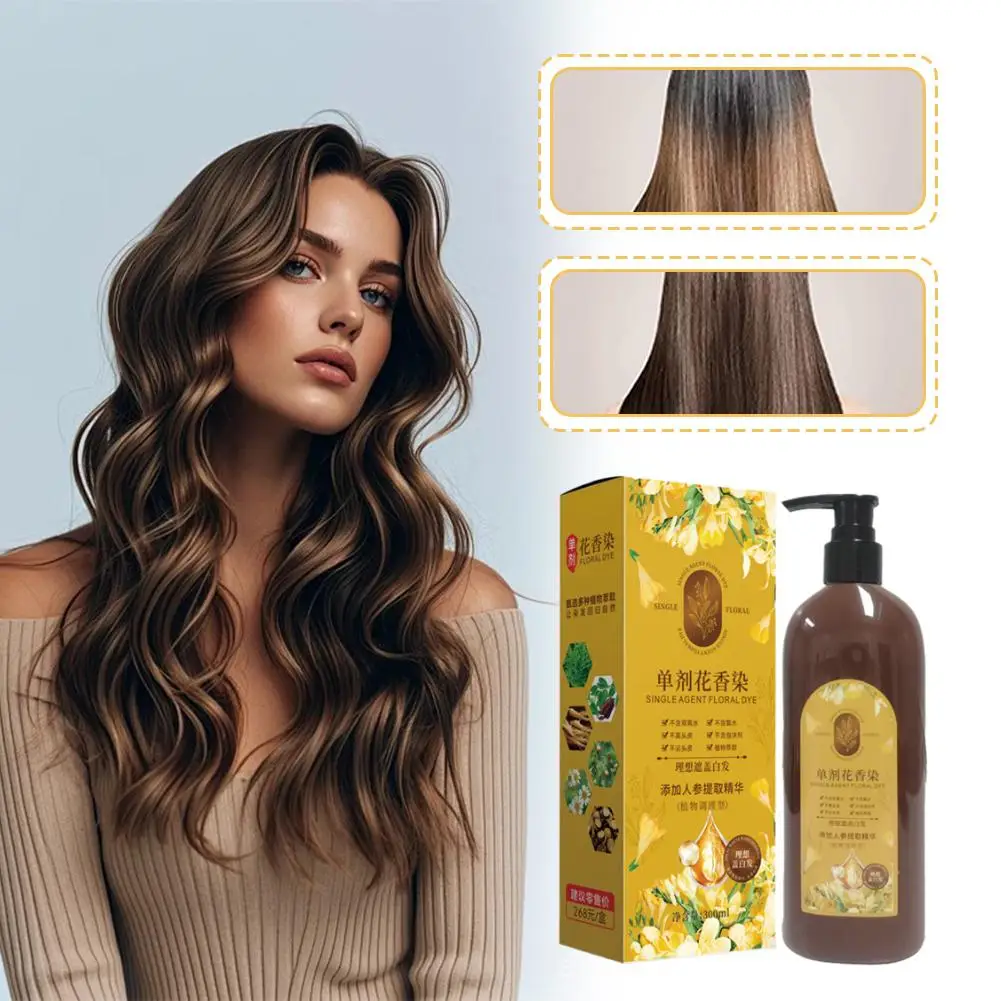 Shampoo 3 em 1 com Extrato de Plantas, Tintura Natural Orgânica em Espuma para Cobertura de Cabelos Grisalhos, Cuidado Capilar Nutritivo e Permanente
