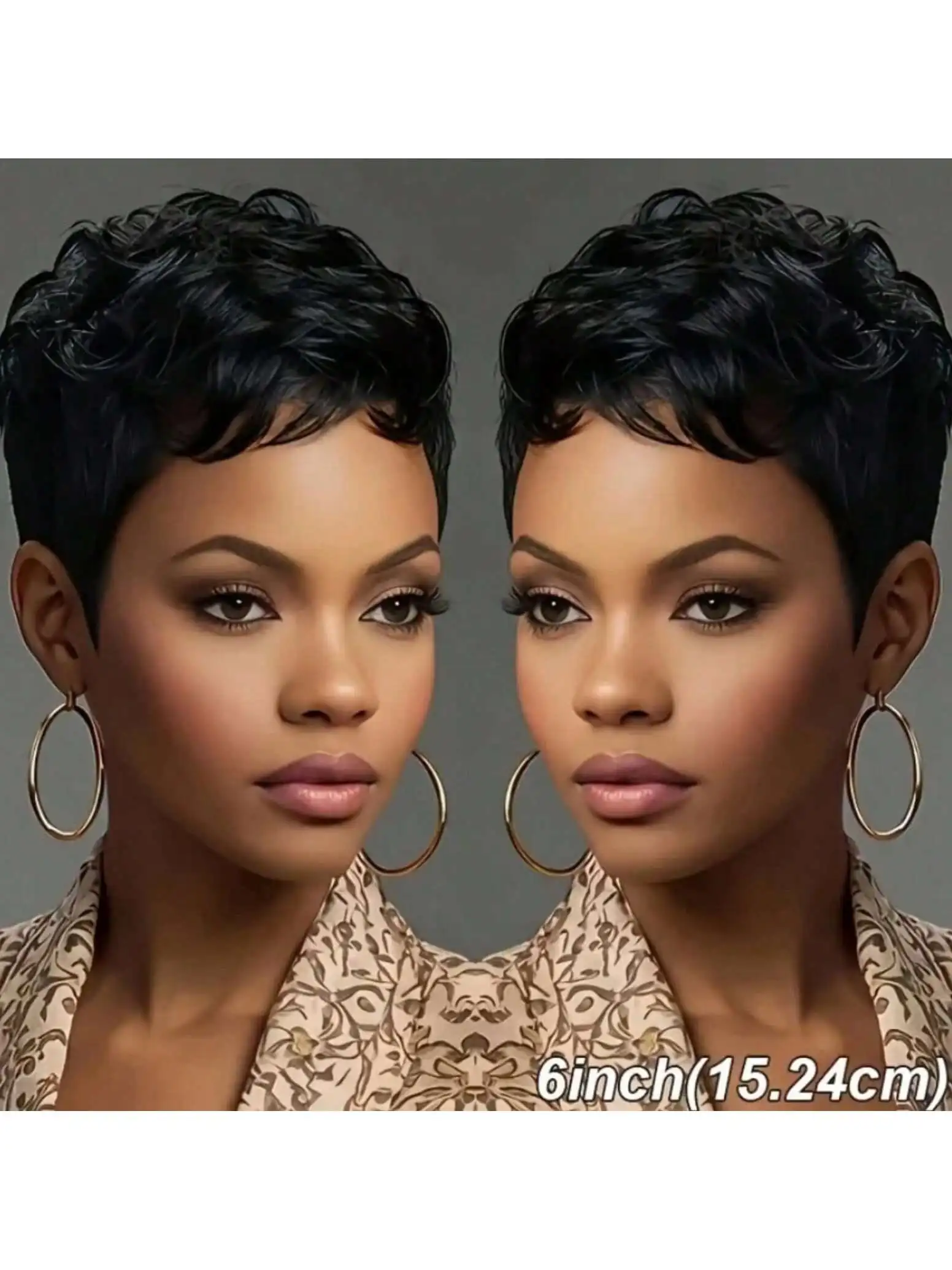 Short Bob Wig ForWomen Pixie Cut Wigs Glueless Wig None Lace Front Wig With Bangs Natural Black Straight Synthetic Wig - Image 3