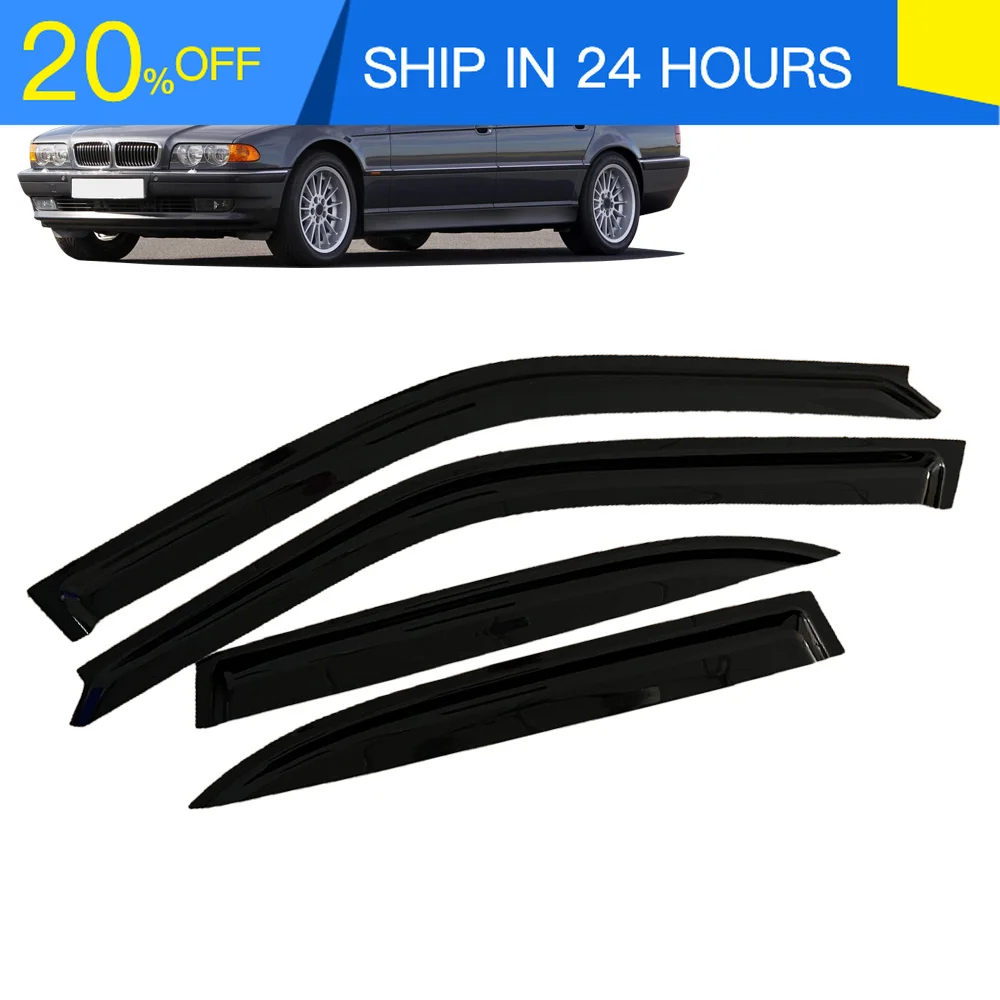 Дефлектор окон для BMW 7 серии E38 SWB 1995-2001, защита от дождя, боковой вентиляционный дефлектор, накладка на внешнюю сторону, защита от непогоды.
