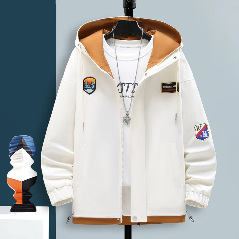 

Spring Autumn Trench Coat Hooded Fashion Sweat Hip-Hop Style Men Casual Long Sleeves Outdoor Loose Hoodies Outerwear Tops