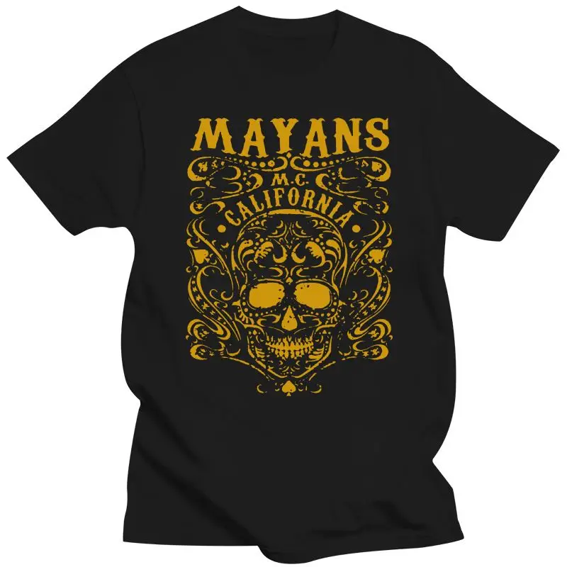 New Men's Print Casual 100% Cotton T-Shirt Popular brand Mayan MC Apparel Vintage Limited Gold Skull  summer T shirt for men