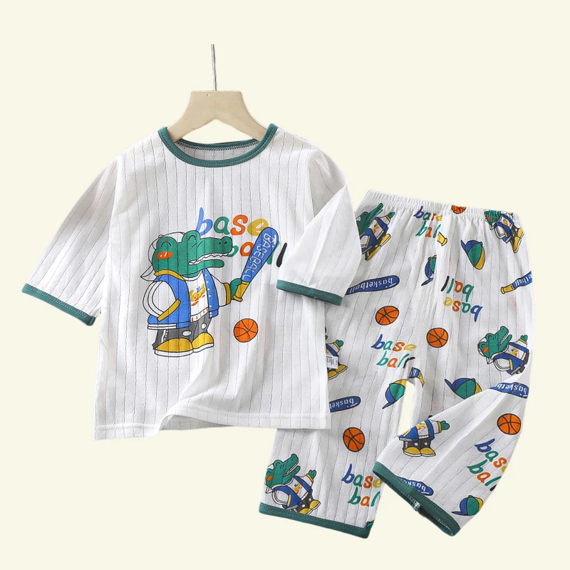 

Children Sets Cotton Kids Clothes 3/4 sleeve length Home Sleepwear Children's Clothing Boy Girl Autumn winter Tops Pants Suits