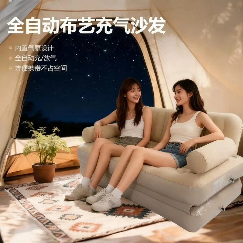 Foldable Outdoor Sofa, Automatic Inflatable Mattress Dual Use Bed for Camping Family Rest