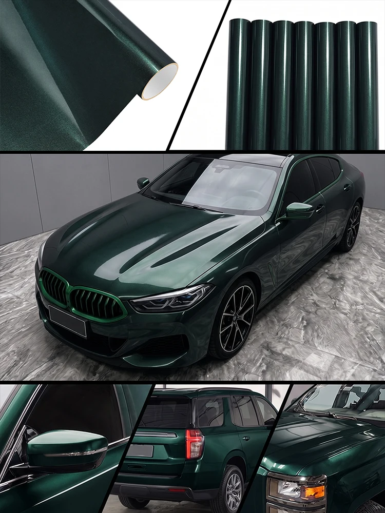 Metallische dunkelgrüne Auto-Vinylfolie aus PVC mit Luftkanälen für Motorrad- und Auto-Innen- und Außendekoration sowie Zubehör