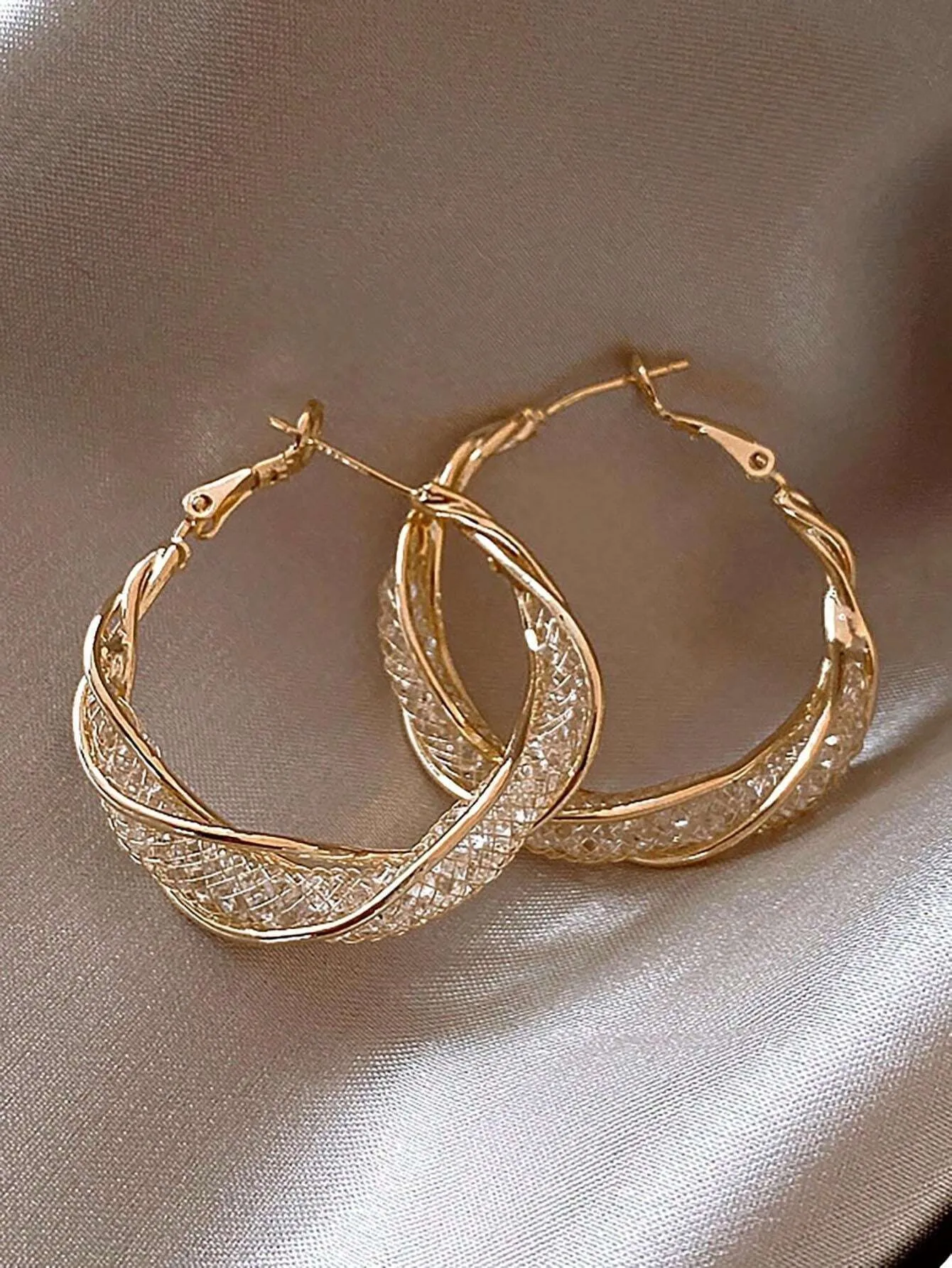 Intertwined Gold Color Hoop Earrings for Women