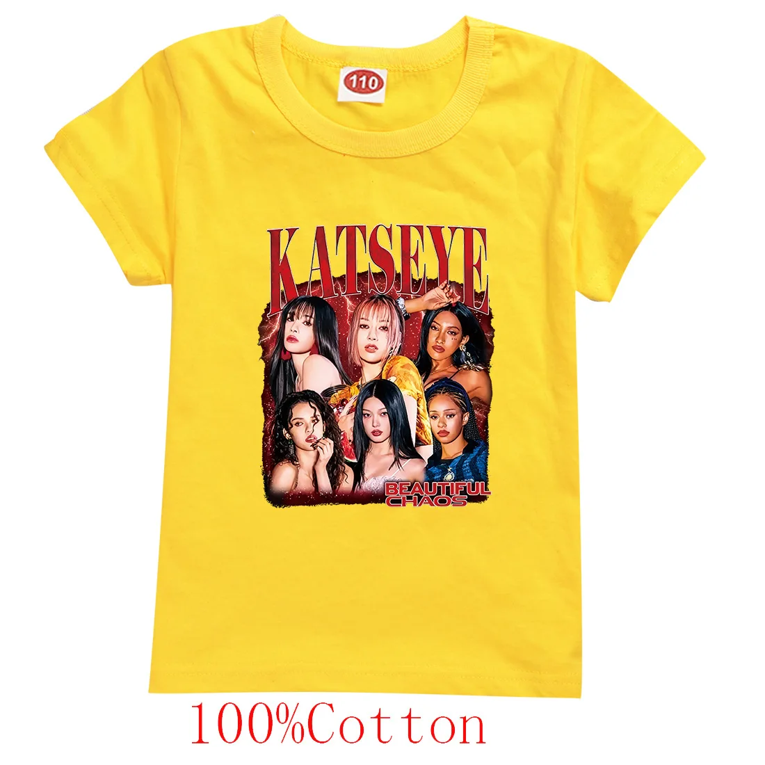 Mode Katseye T-Shirt Kinder Sommerkleidung Mädchen Kurzarm T-Shirt Kleinkind Junge 100% Baumwolle Casual Tops Kinder Streetwear – Detail 4