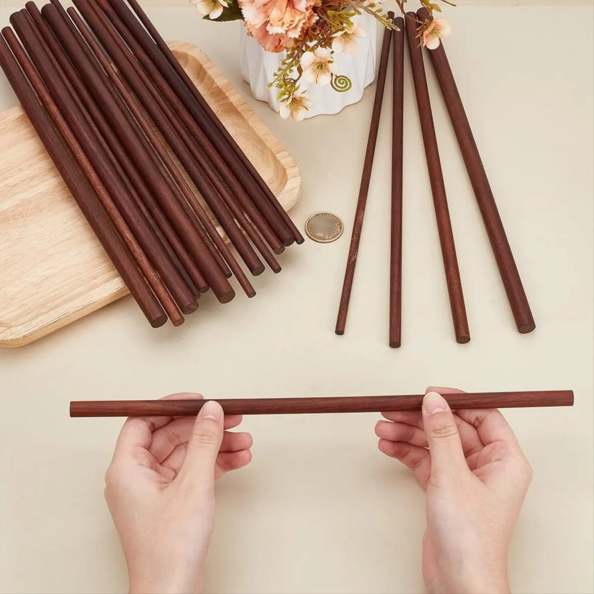 BHBL 18 قطعة 4 حجم الجوز وتد قضبان 11.8 بوصة طويلة وتد قضبان الخشب العصي 6/8/10/12 مللي متر ضياء غير مكتملة العصي المستديرة