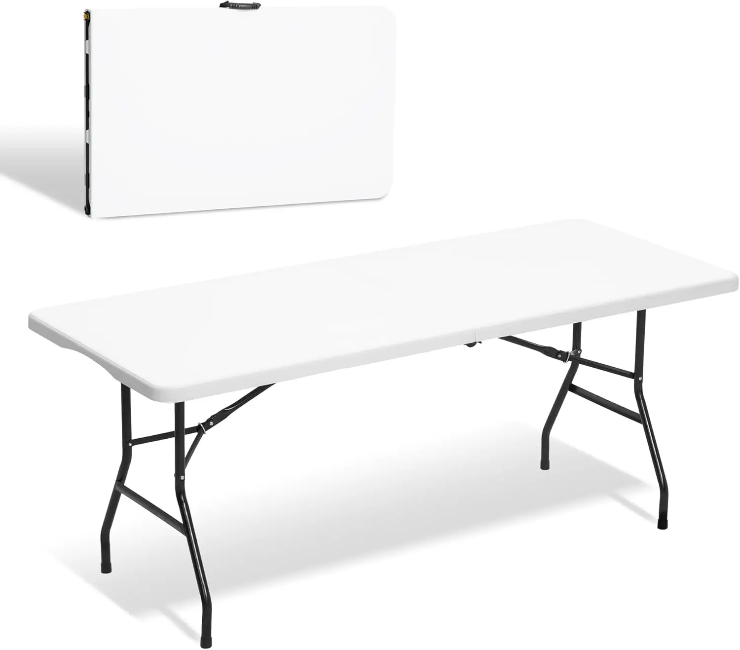 

8FT Folding Table, Portable Camping Table, Carrying Handle Practical Table for Indoor Outdoor Picnic BBQ Party Banquet Backyard,