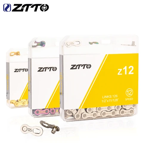 Ztto corrente de 12 velocidades para bicicleta de estrada e montanha, corrente 12v mtb, ligação faltante, bloqueio de energia 12s, alta qualidade, 126 links para sistema k7