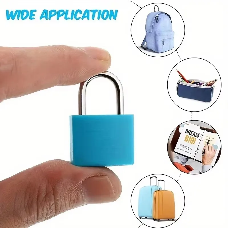 1-6pc Mini Suitcase Lock Strong Steel Padlock Coloured Travel Luggage Anti-Theft Locks with 2 Keys Drawer Diary Plastic Case Loc