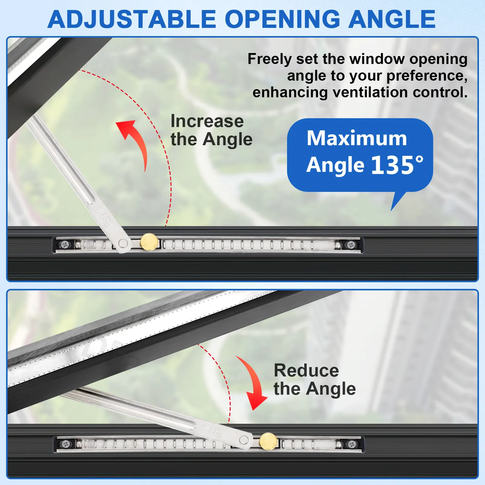 

Window Limiter Security Bar Adjustable Telescopic Hinge for Casement Windows No Drill Child Safety Window Safety Accessory