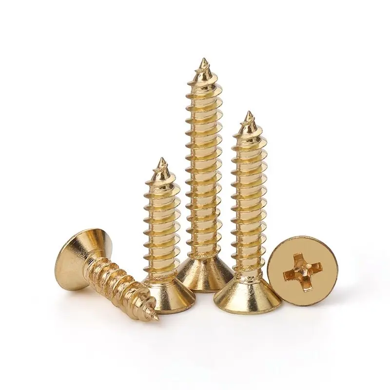 M2 M2.3 M2.6 M3 M3.5 M4 Phillips Self-Tapping Screw Countersunk /Round Head Cross Flat Head Wood Screws Gold Plated Carbon Steel