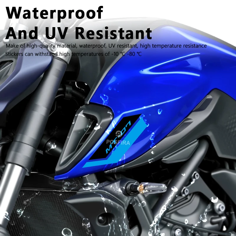 POSFIRA 오토바이 스티커 비닐 데칼 for Yamaha MT07 2024 2023 2022 MT 07 MT-07 방수 오토바이 스티커 액세서리