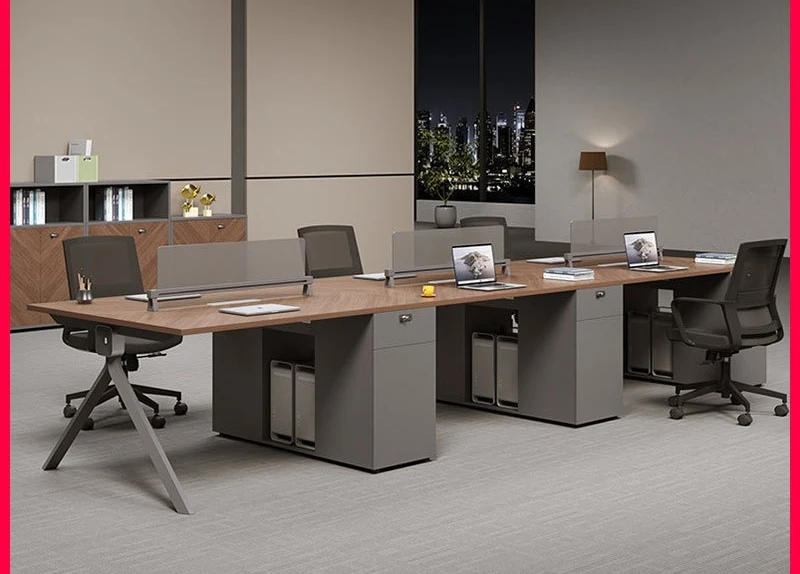 Staff desk, staff seat 4 person, card seat, screen, light luxury office desk, finance computer, table and chair combination