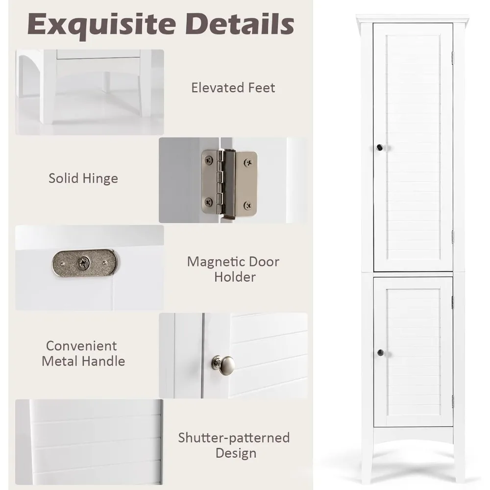 Gabinete de almacenamiento delgado independiente alto de 5 niveles para organización de baño y cocina