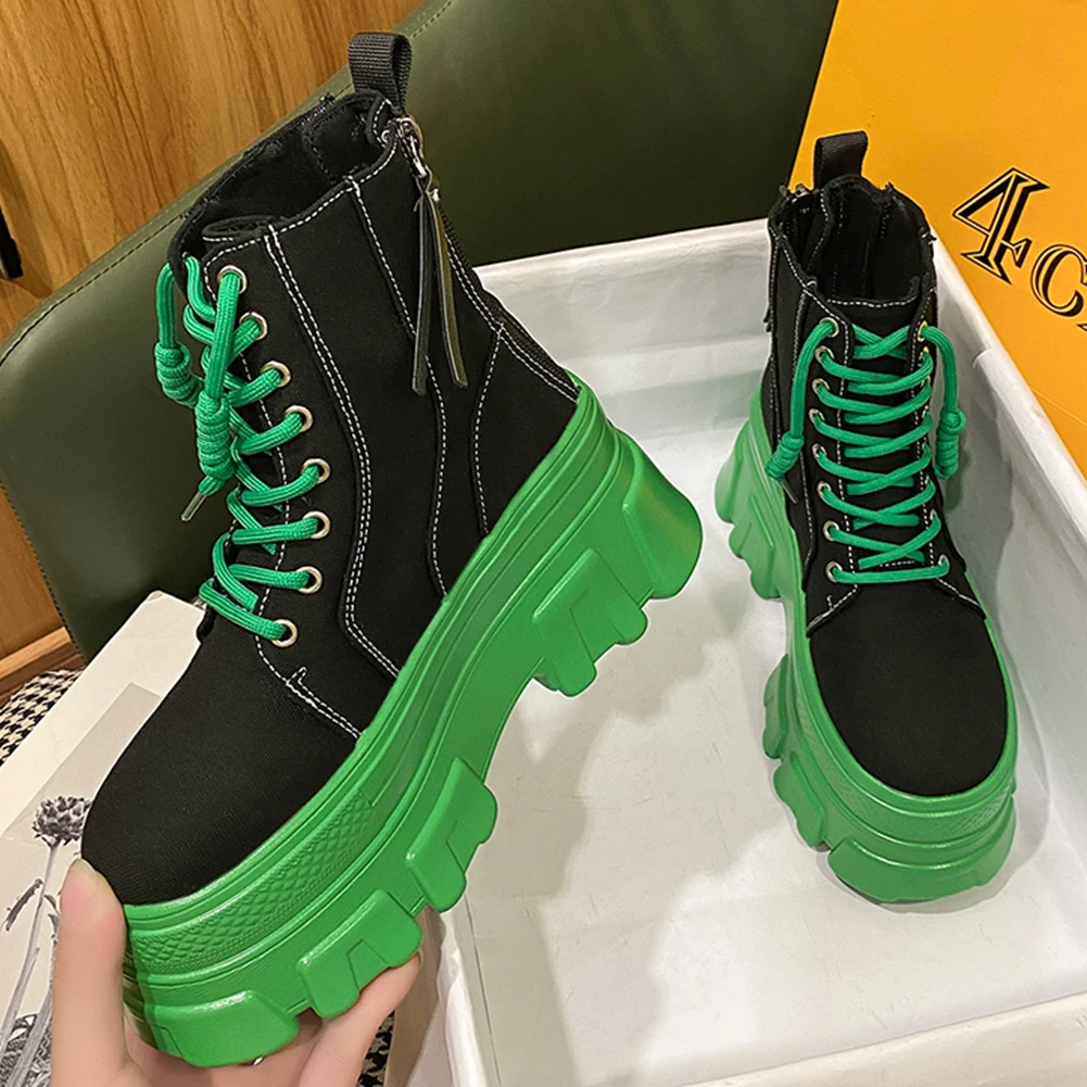 

2022 New Women's boots chunky boots Lace-Up Canvas platform shoes Fashion Zip short boots woman vulcanize shoes designer boots