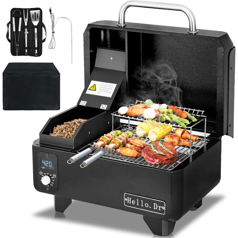 

Portable Wood Pellet Grill and Smoker Electric Tabletop Grills for RV Camping Tailgating RV Cooking BBQ Portable Grill Barbecue