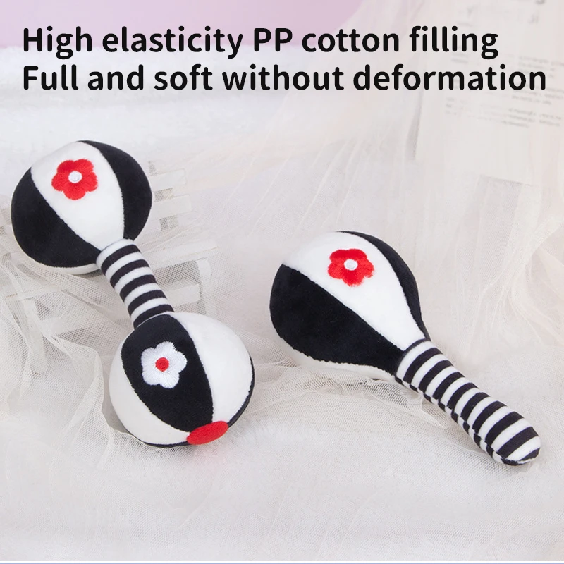 2PCS Baby Soft Rattles Toys Newborn Visual Sensory Education Toys Hand Grab Dumbbell Toys Soothe Baby Emotions Puzzle Toys Gifts