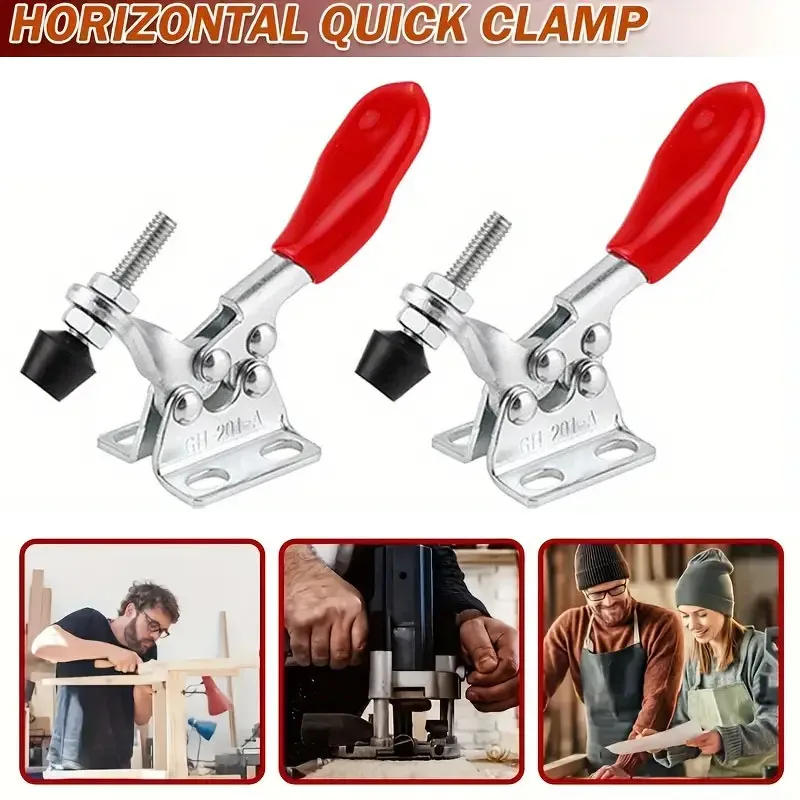 4pcs/set GH-201 Horizontal Toggle Clamp Quick-Release Toggle Clamps Set 27KG/59.5lb Vertical Toggle Clamp Hand Clip Tools