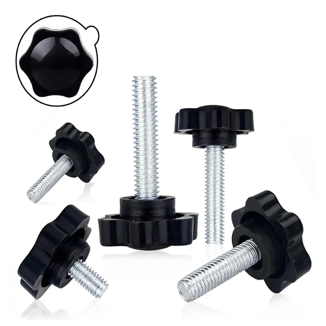 2/4PCS Head Diameter D38 Star Shaped Plum Blossom Clamping Screw M8 Hand Twisted Knob Bolt Plastic Hand Twisted Screw