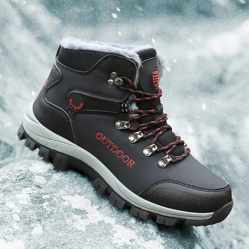 YRZL Thermal Hiking Boots for Men Anti Slip Snow Boots Waterproof Trekking Shoes Warm Comfortable Lightweight Outdoor Footwear