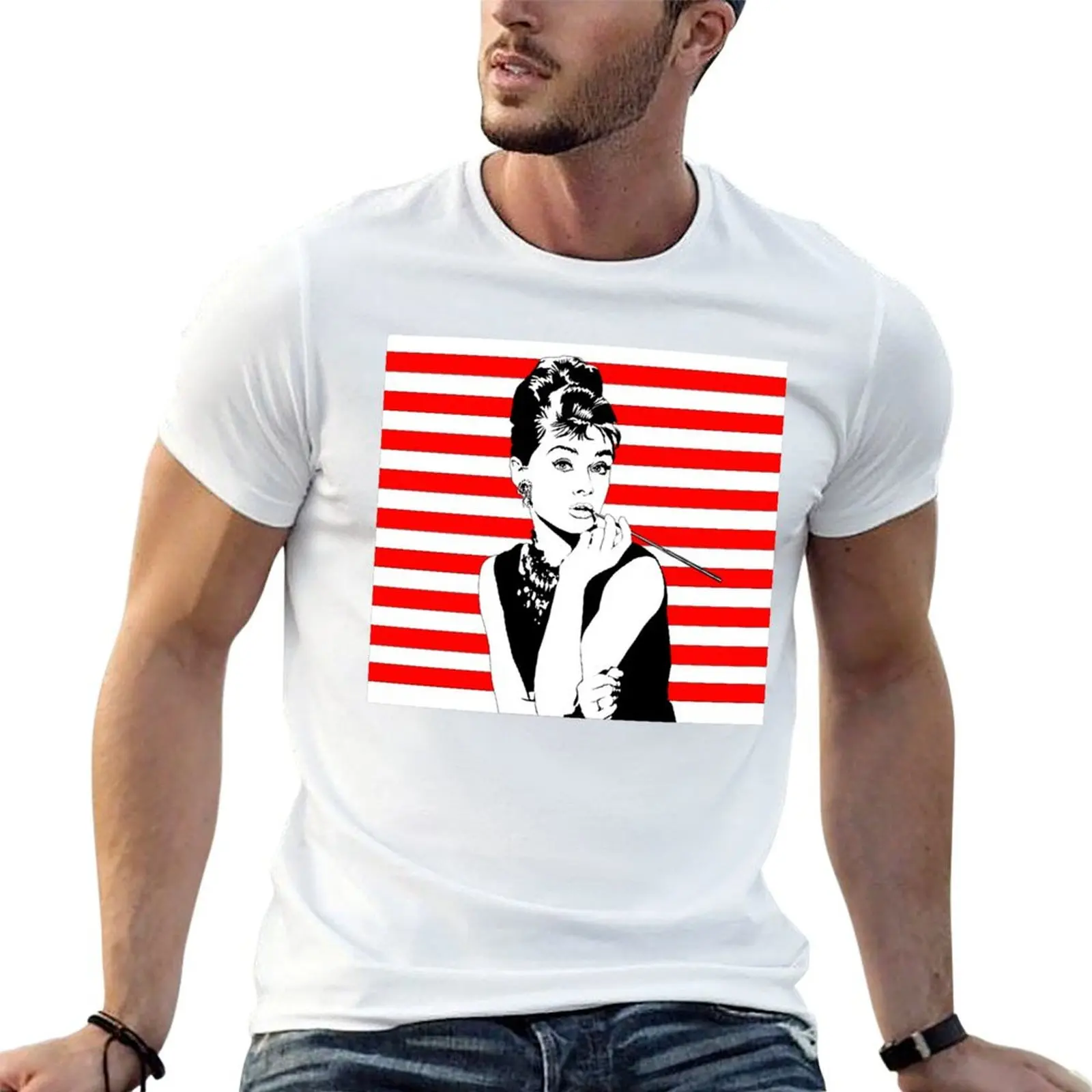 

t funny Stripes humor shirts Audrey - T-Shirt man t shirt Red plain CLAS0013 dark