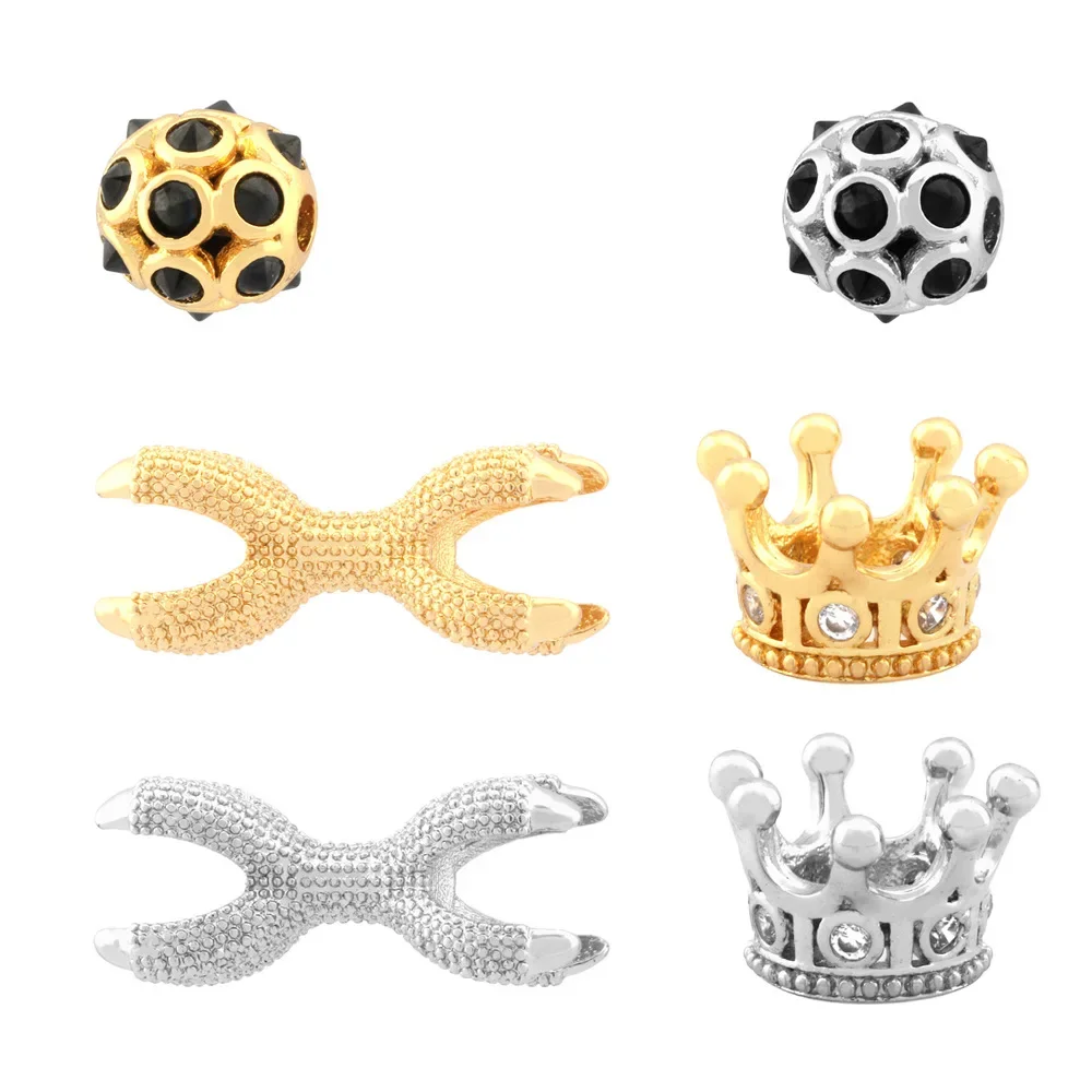 

1pc Brass Zirconia Crown Round Spherical Metal Spacer Beads for DIY Women Jewelry Making Beads Bracelet NecklaceAccessories Gift