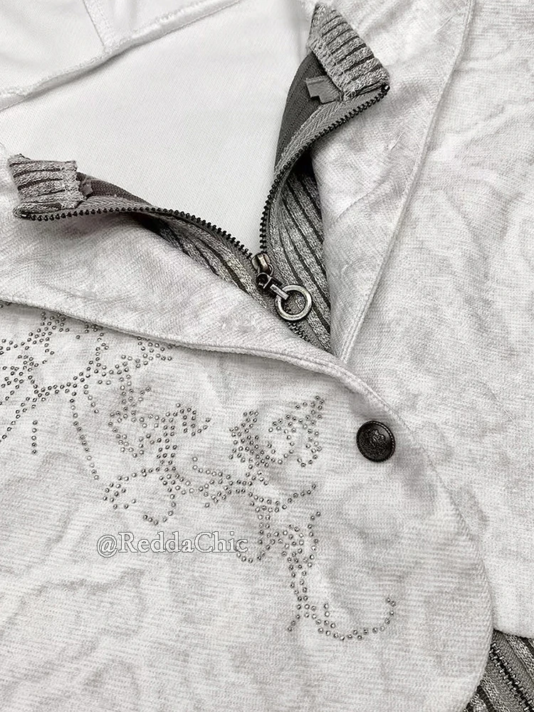 سترة بغطاء للرأس من REDDACHiC سترة Y2k جمالية من حجر الراين وأكمام طويلة سترة بقلنسوة ملابس خريفية عتيقة #5