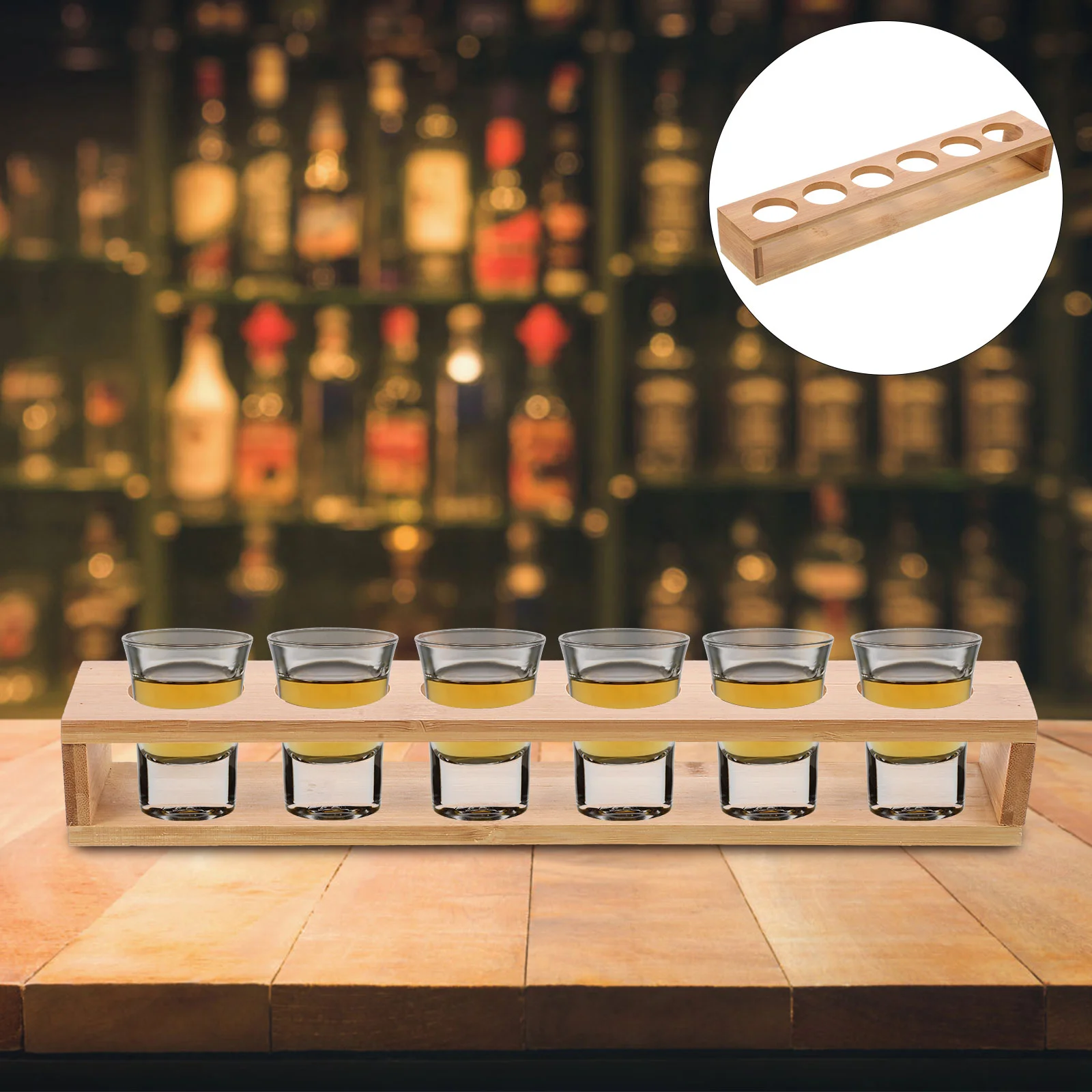 

Cup Holder Wooden Shot Glasses Display Rack Whiskey Cups Tray Organizer Eyeglass