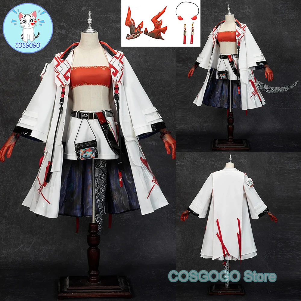 COSGOGO Arknights Nian Heavy Operator Cosplay Costume Cos Game Anime Uniform Hallowen Carnival Party Dress Suit Tail Dragon Horn