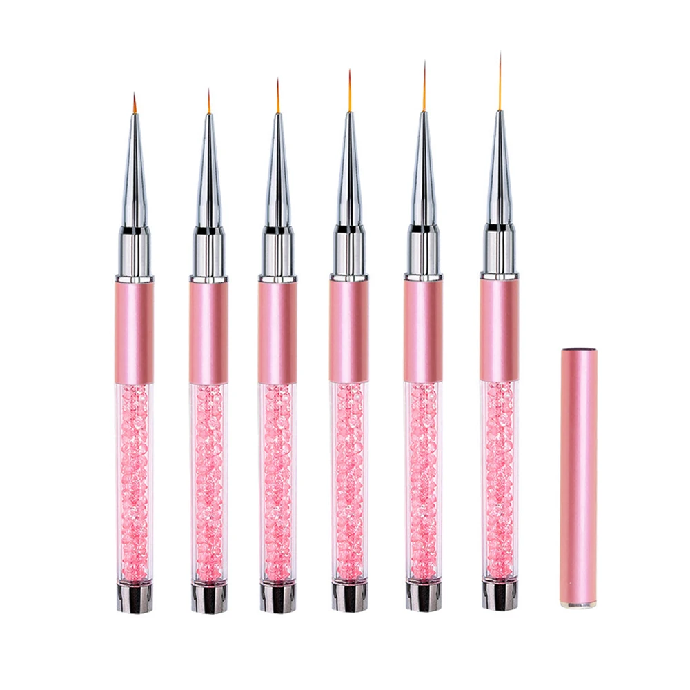 Set di pennelli per nail art da 6 pezzi: pennelli per la fodera per il design dello smalto gel, penne da disegno per piccoli dettagli