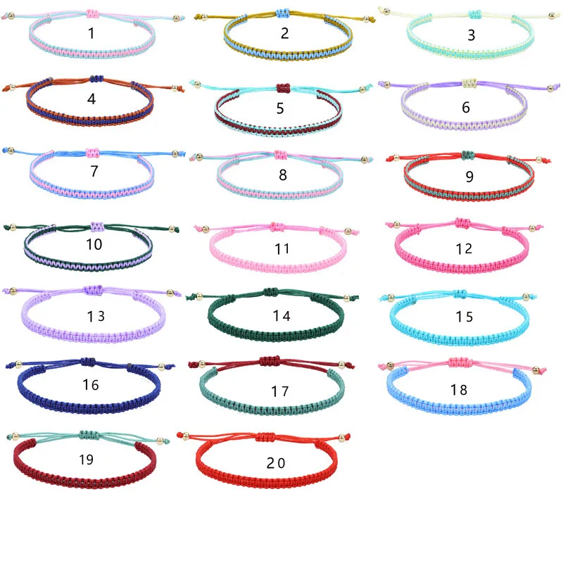 Meetvii 6Pcs Hand Braided Flat Knot Bracelet Set Multicolor Friendship Wristbands Adjustable Casual Jewelry for Daily Wear