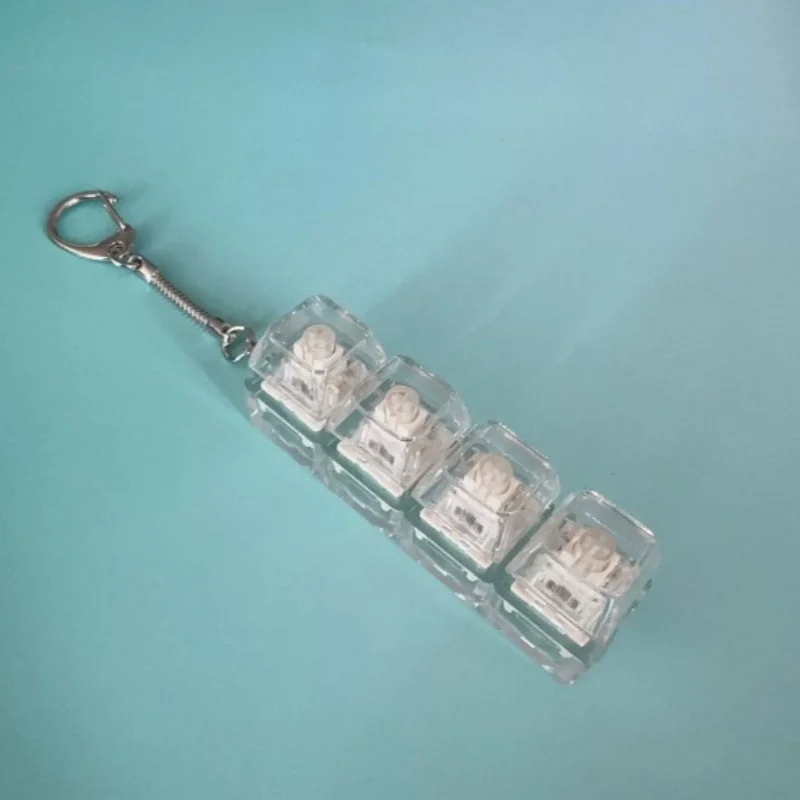 Relaxing DIY Keyboard Fidget Keychain Keys Button Keycap Clicker Toy with Light 4Keys Pinch Toy Adult image 6