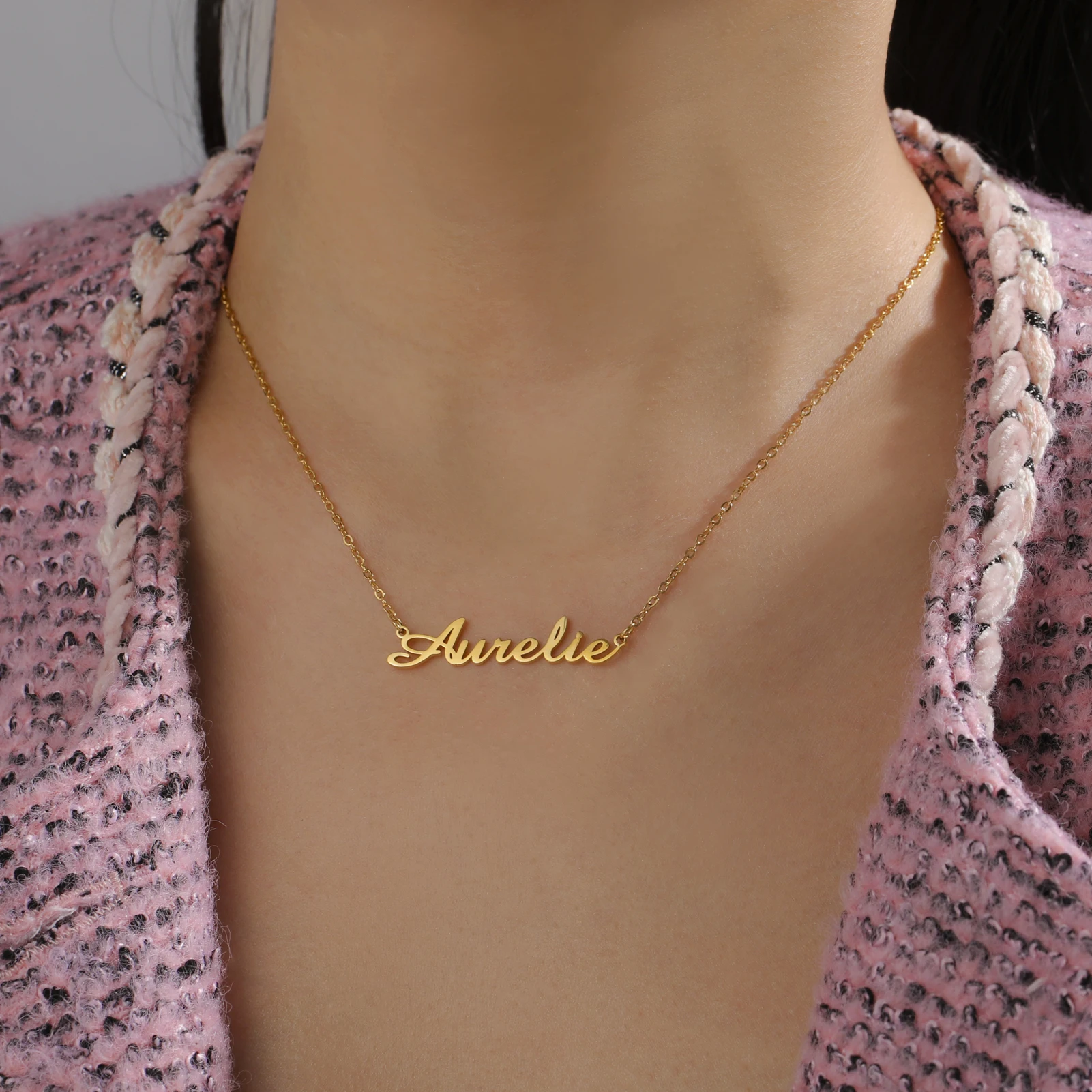 Cazador Custom Name Necklace Stainless Steel Necklaces For Women Gold Color Chain Pendant Jewelry Personalized Valentine Gift