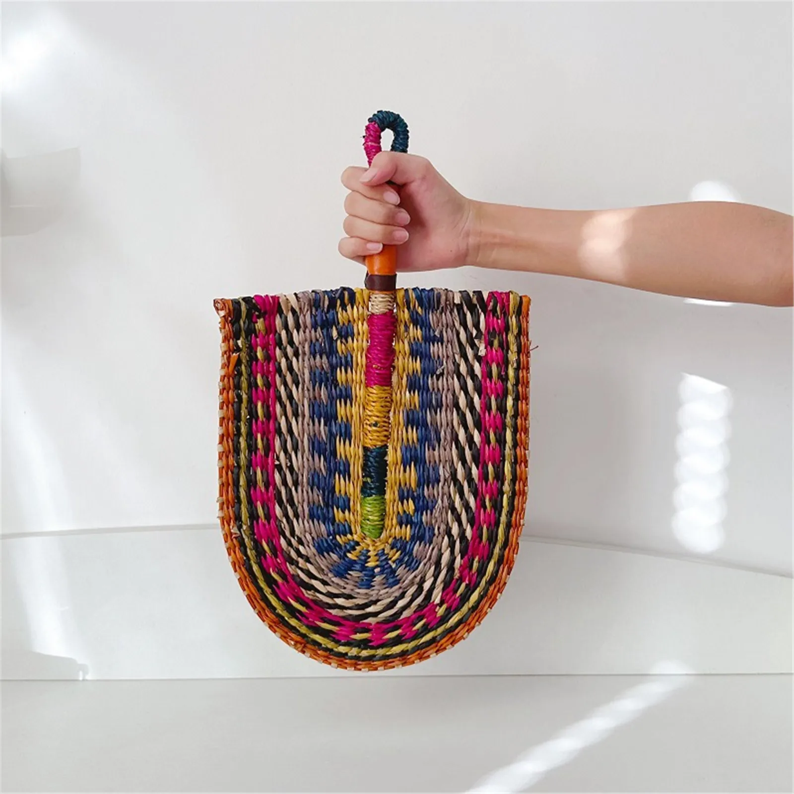 Abanico de paja tejido a mano para decoración de pared, decoración colgante para dormitorio, Fondo de boda, fiesta, hogar
