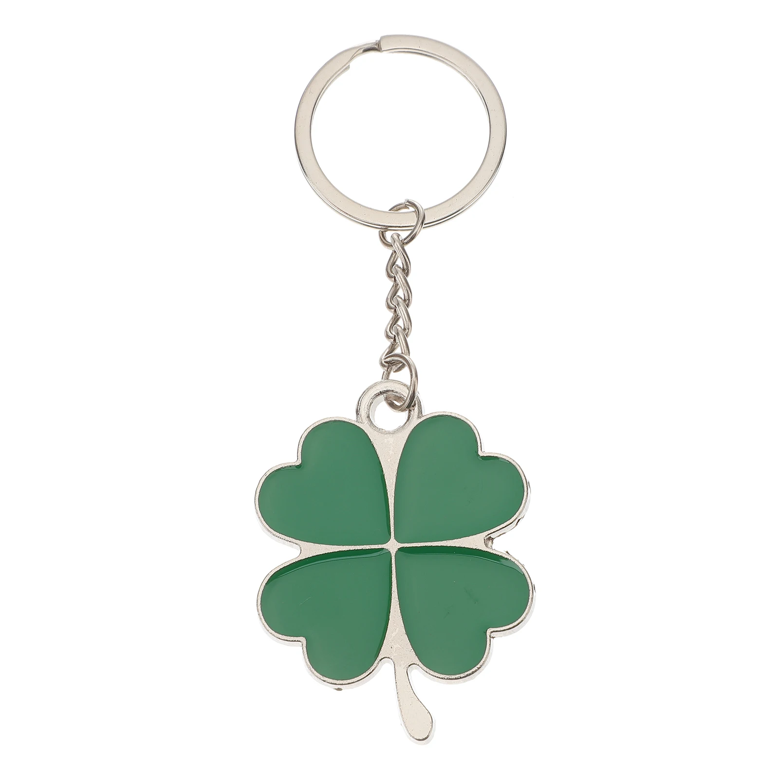 New Green Leave Keychain Fashion Creative Beautiful Four Leaves Clover Steel Lucky Shamrock Key Chain Key Ring Jewelry Accessory