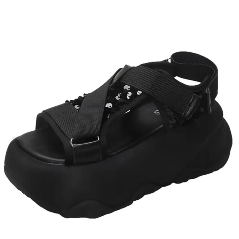 

Thick-soled Sandals for Women 2025 Summer New 8cm Height-enhancing Sponge Cake Versatile Casual Sports Light Sandals