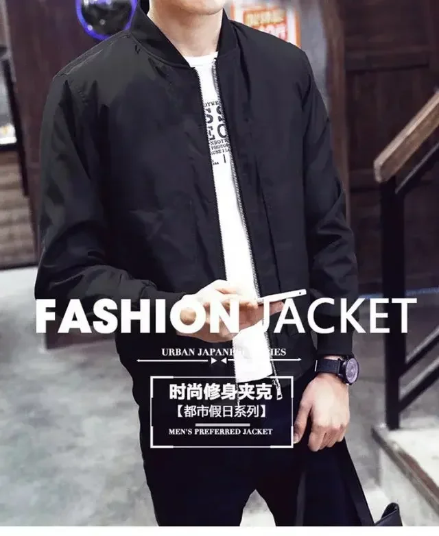 Fashion Men's  Zipper Jacket Male Casual Streetwear Hip Hop Slim Fit Pilot Baseball Coats Men Clothing