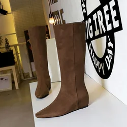 2026 Winter New Brand Women Knight's boots Fashion Pointed Toe Slip On Knee-high Boots Thin Low Heel Long Boots Shoes
