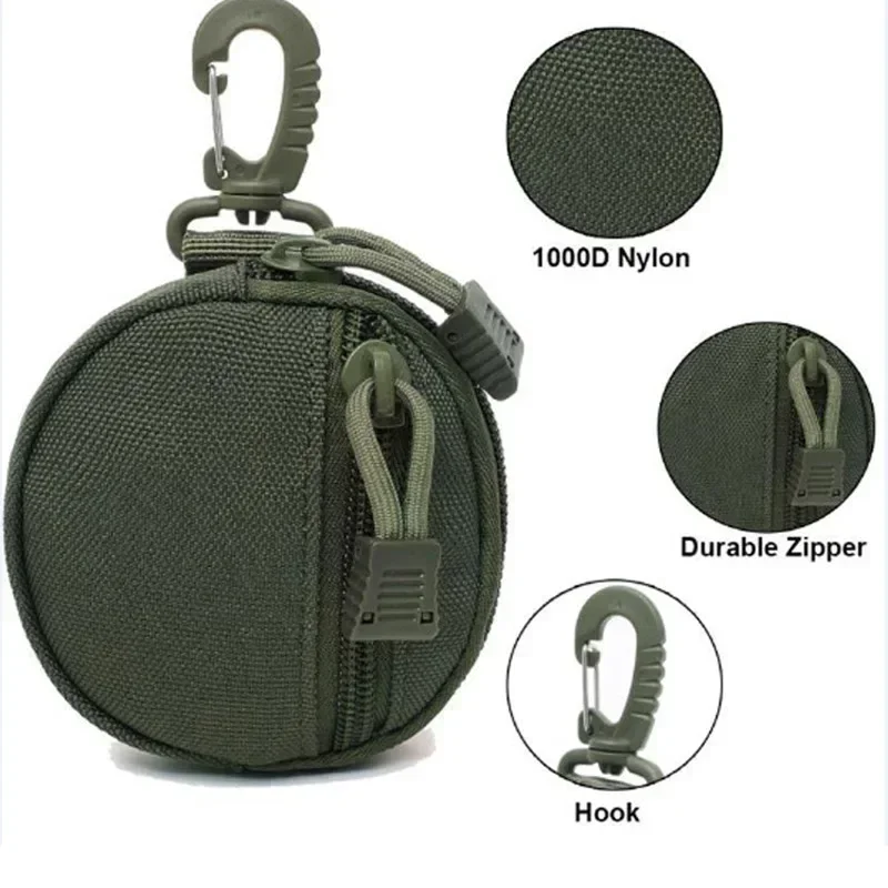 Tactical Wallet Accessory Bag Round Portable Mini Outdoor digital  Money Coin Pouch Keys Holder Waist Bag for Hunting Camping