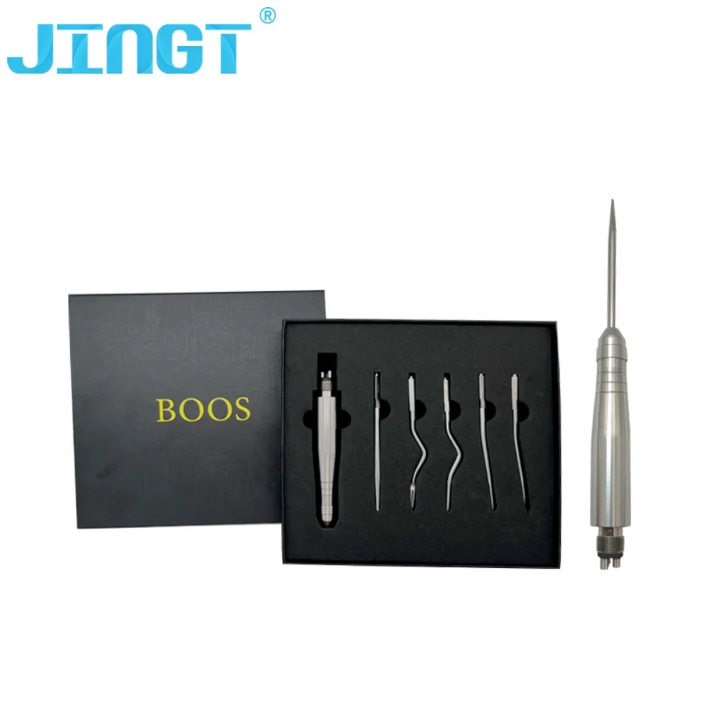 

JINGT Dental Tooth Extraction Surgery Instruments Turbine Pneumatic Elevator Set Tools with 5 Tips for Clinic Dentistry Tools