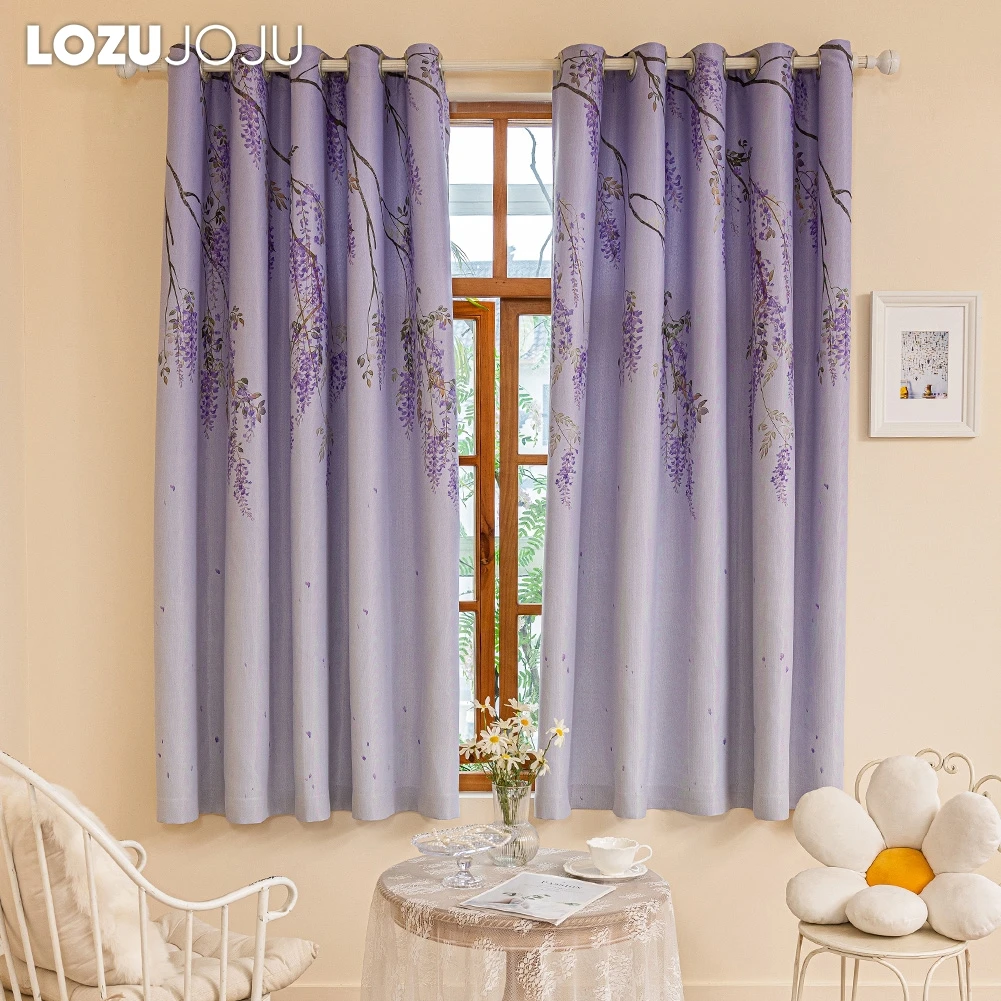 

LOZOJOJU Short Window Curtain Blakcout for Bay Window rod Pocket Grommet Top for Living Room Home Decor 1PC