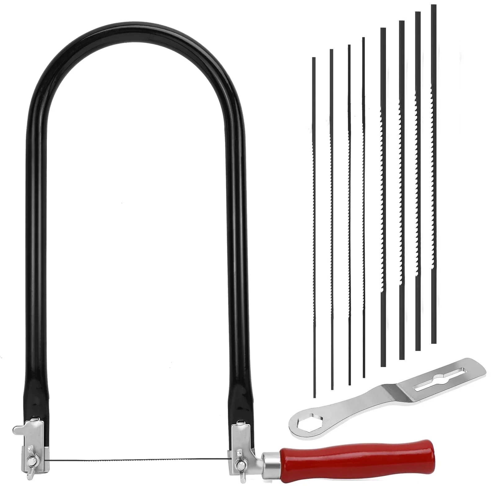 

260mm U Shaped Hand Saw with 8 Replaceable Blades Wood Handle for Cutting Wood Plastic and Thin Metal Materials