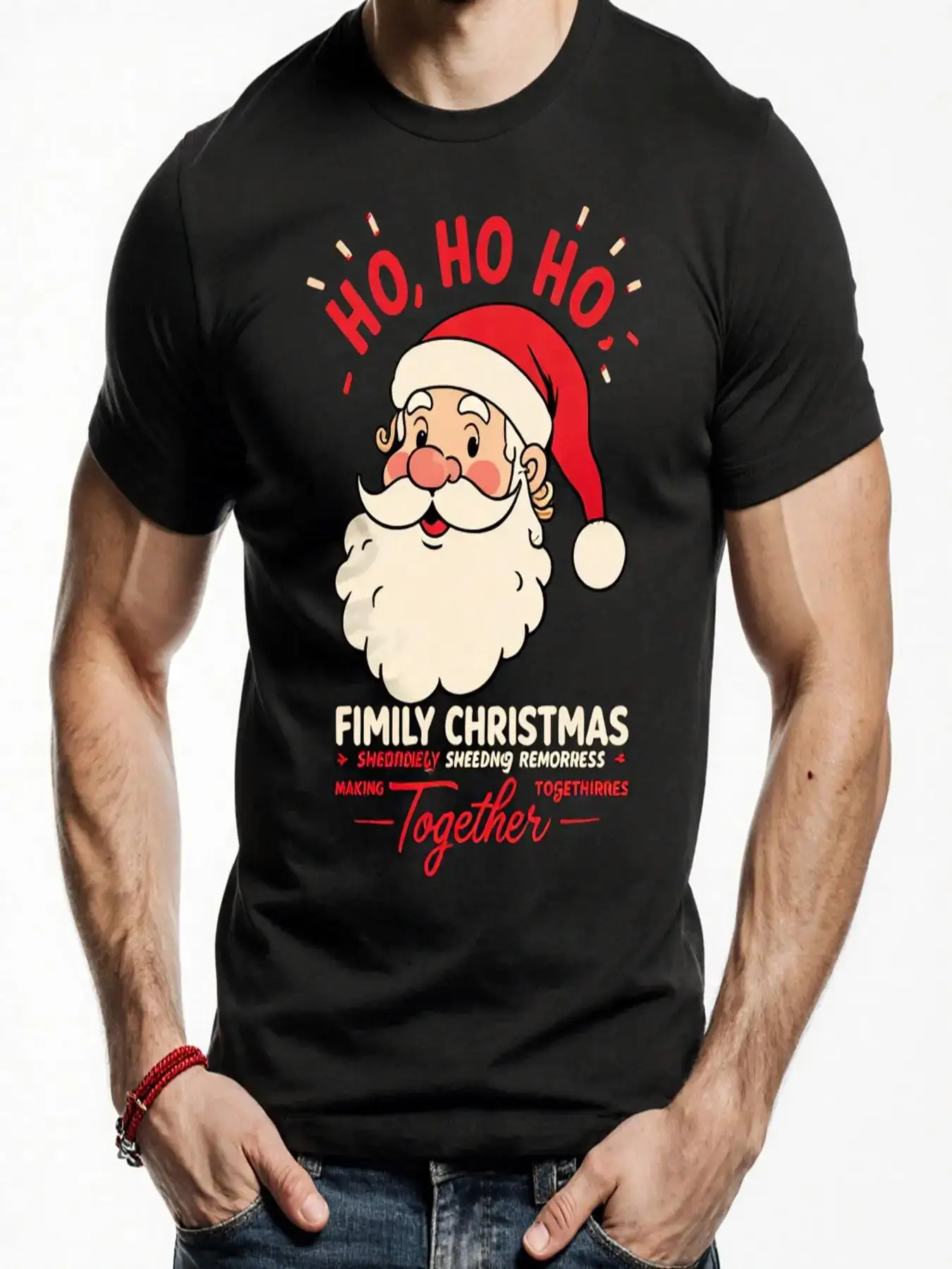 Novelty 2026 Xmas T-shirt 200g Cotton Oversized Unisex Tee Christmas Design Short Sleeve Round Neck Holiday Gift