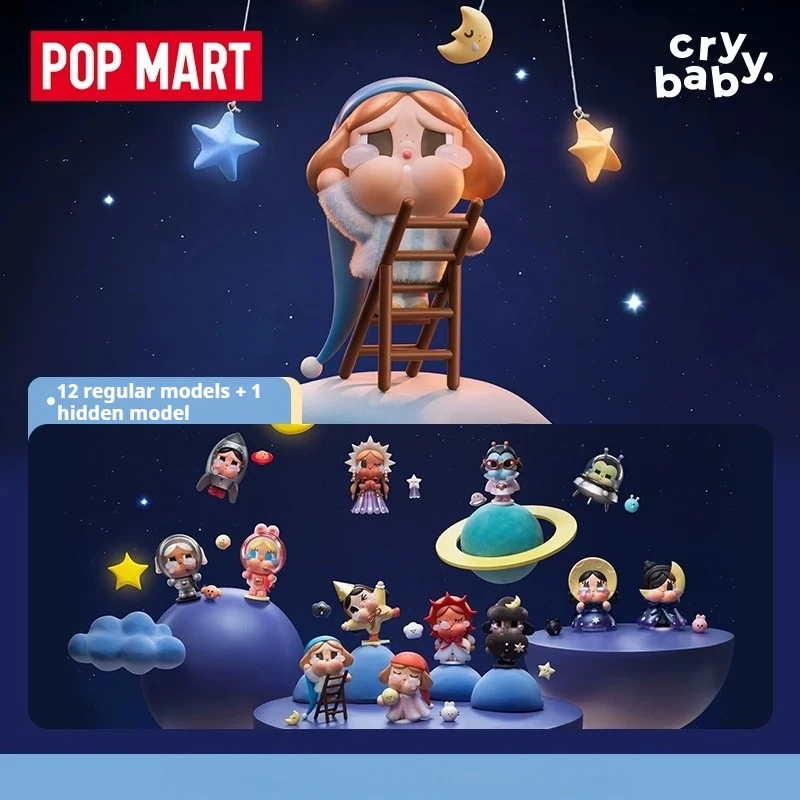 POP MART CRYBABY Crying To The Moon Series Doll Blind Box Mystery Box Toy Kawaii Ornaments Figurine Home Desktop Model Xmas Gift