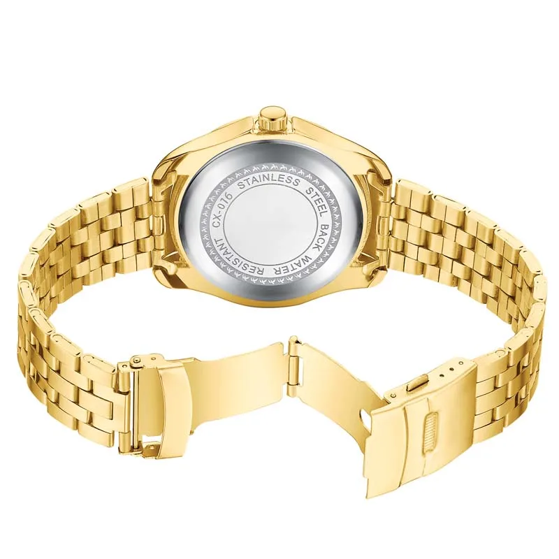 CHENXI брендовые золотые мужские часы, модные деловые водонепроницаемые кварцевые наручные часы с календарем, мужские часы, ремешок для часов из нержавеющей стали