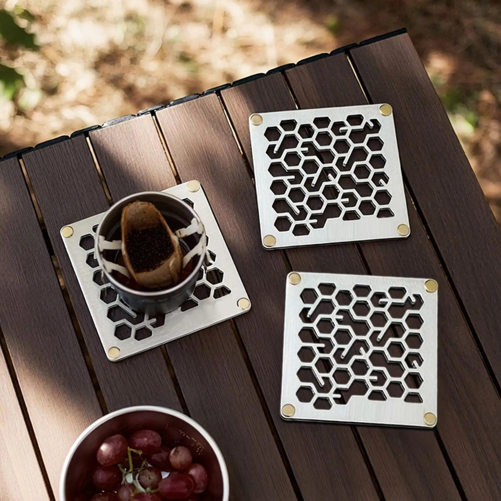 

Stainless Steel Coasters Stainless Steel Double-layer Accessories Outdoor Drink Coasters for Oven Food Cooking Cooker Cup