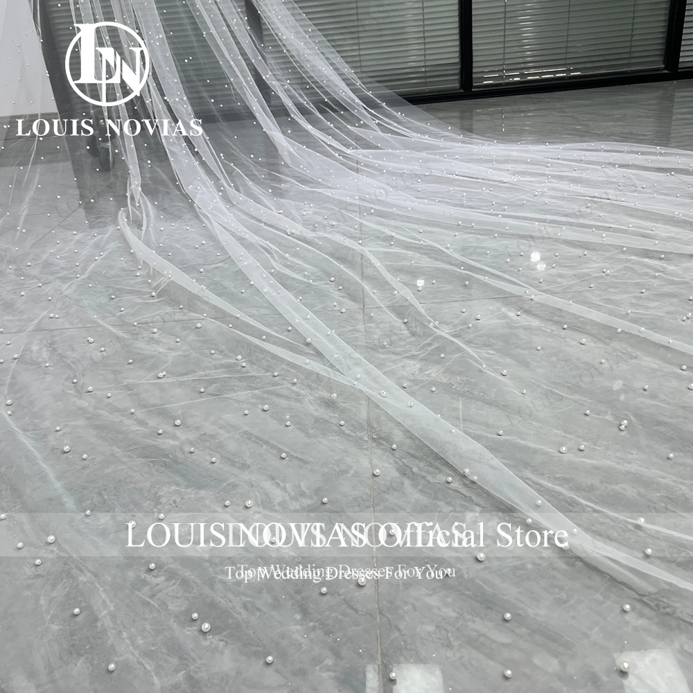 LOUIS NOVIAS زخرفة مطرزة حسب الطلب طرحة زفاف حجاب زفاف طويل #6