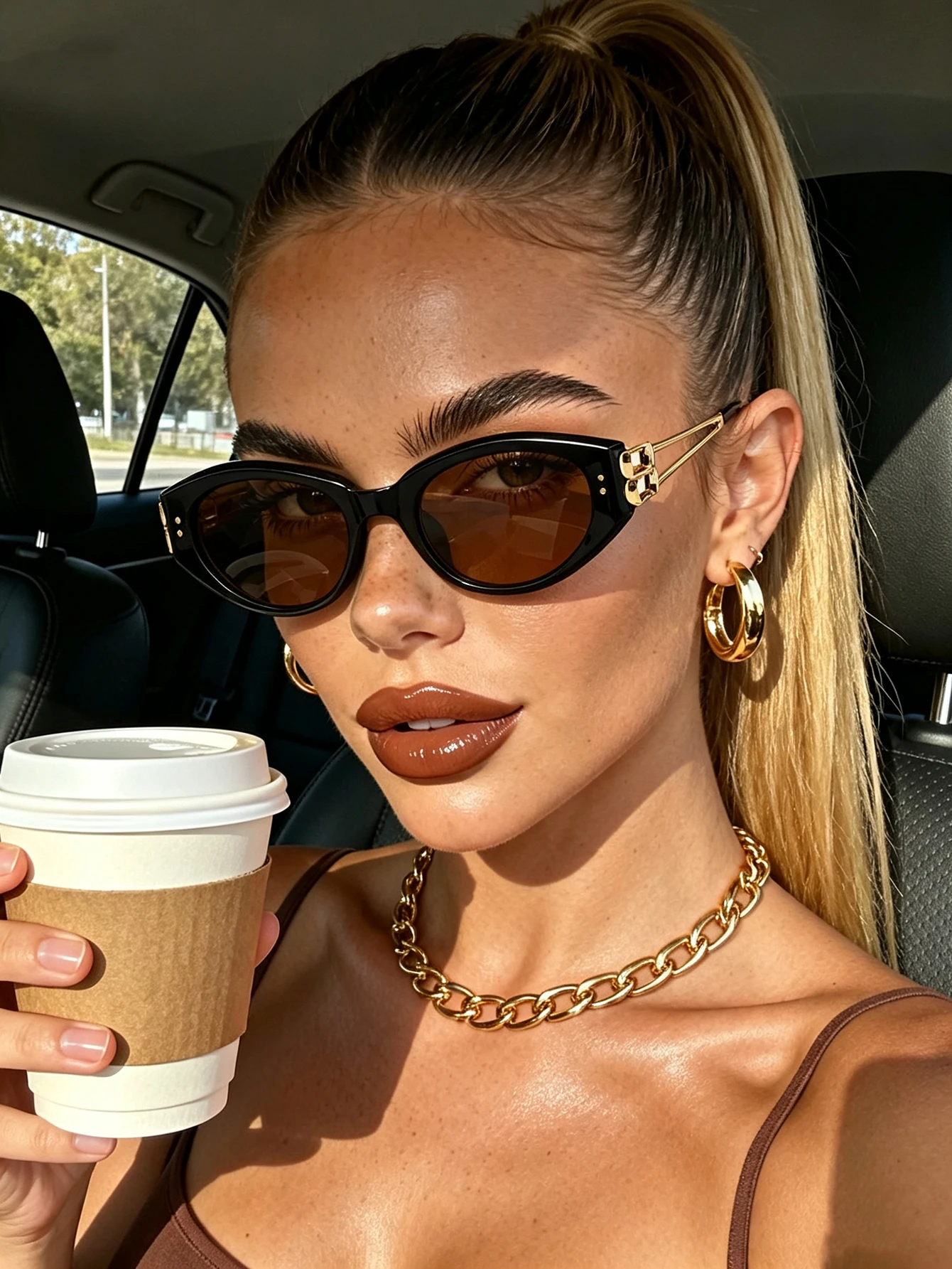 1PC Trendy Hollow Design European Style Sunglasses Fashionable Optical Glasses for Outdoor Travel Wear