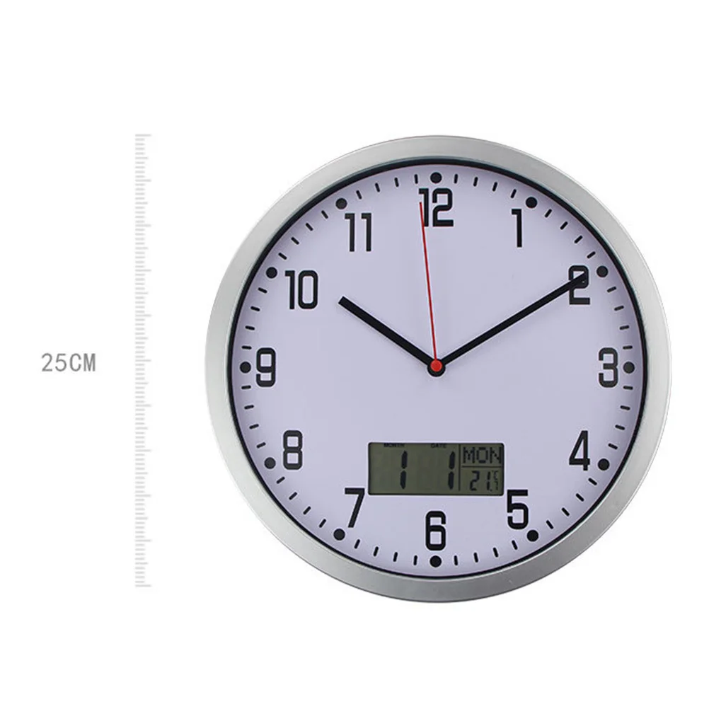 

1pc 10 Inch Wall Clock With Thermometer Operated Non-Ticking Clock For Home Office Outdoor Garden Use